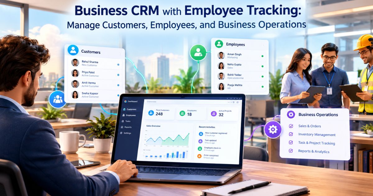 Business CRM with Employee Tracking: Manage Customers, Employees, and Business Operations